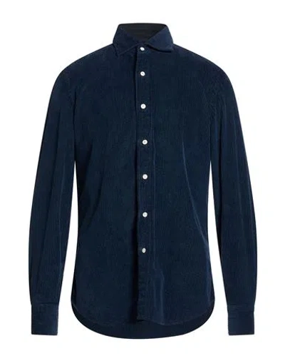 Finamore 1925 Man Shirt Midnight Blue Size 16 ½ Cotton
