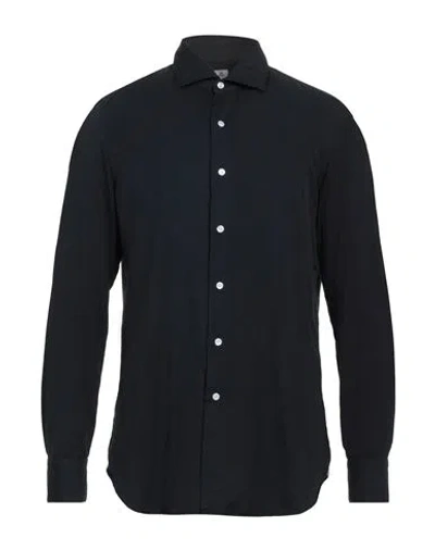 Finamore 1925 Man Shirt Midnight Blue Size 17 ½ Cotton, Cashmere In Black