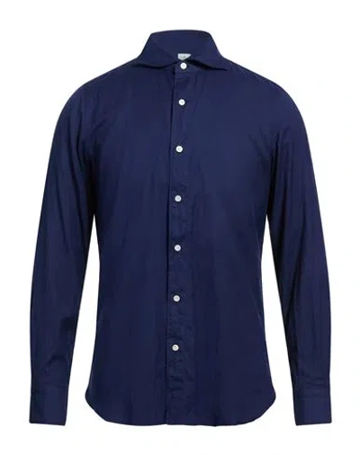 Finamore 1925 Man Shirt Midnight Blue Size M Cotton