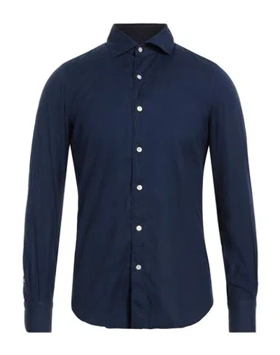 Finamore 1925 Man Shirt Navy Blue Size 17 Cotton