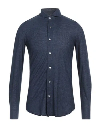 Finamore 1925 Man Shirt Navy Blue Size Xxl Linen, Cotton