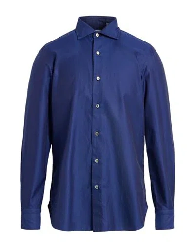 Finamore 1925 Man Shirt Navy Size 15 ½ Cotton In Blue