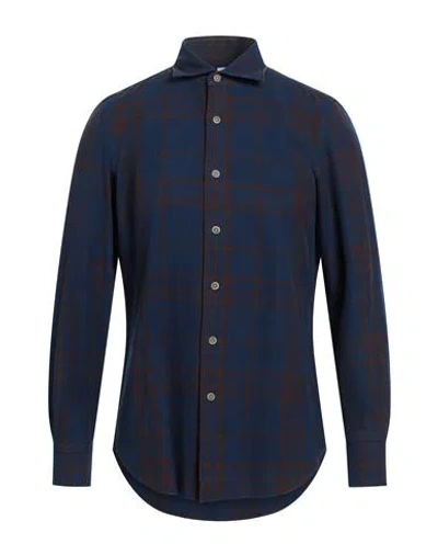 Finamore 1925 Man Shirt Navy Size 16 ½ Cotton In Blue