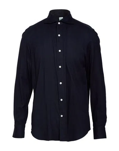 Finamore 1925 Man Shirt Navy Size 17 Cotton, Lyocell In Blue