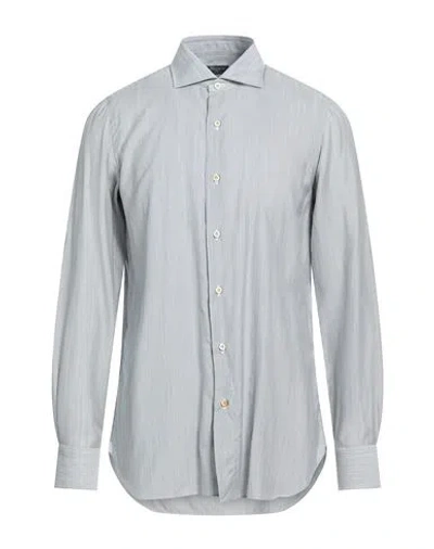 Finamore 1925 Man Shirt Navy Size 17 Virgin Wool, Lyocell In Gray