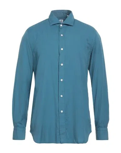 Finamore 1925 Man Shirt Pastel Blue Size 17 Cotton, Cashmere