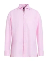 Finamore 1925 Man Shirt Pink Size 17 ½ Cotton, Linen In Pink