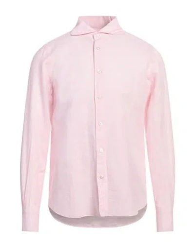 Finamore 1925 Man Shirt Pink Size M Linen, Cotton