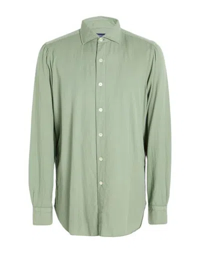 Finamore 1925 Man Shirt Sage Green Size 16 ½ Cotton, Cashmere