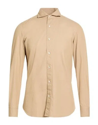 Finamore 1925 Man Shirt Sand Size 15 ¾ Cotton In Nude