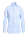 Finamore 1925 Man Shirt Sky Blue Size 16 Cotton In Blue