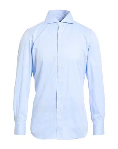 Finamore 1925 Man Shirt Sky Blue Size 16 Cotton