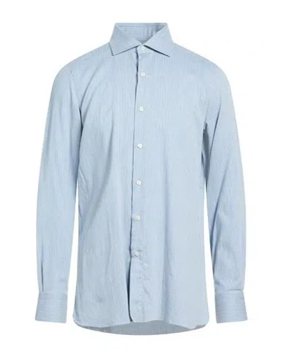 Finamore 1925 Man Shirt Sky Blue Size 17 ½ Cotton, Cashmere