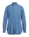 Finamore 1925 Man Shirt Light Blue Size 15 Cotton In Blue