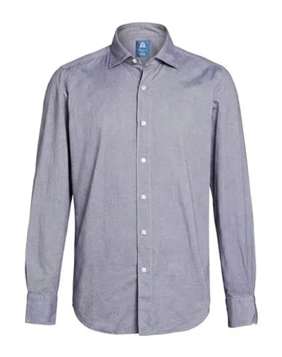 Finamore 1925 Man Shirt Slate Blue Size 19 ¾ Cotton