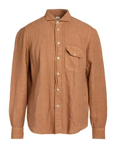 Finamore 1925 Man Shirt Tan Size M Linen In Brown