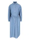 Finamore 1925 Maxi Chemisier Dress In Light Blue