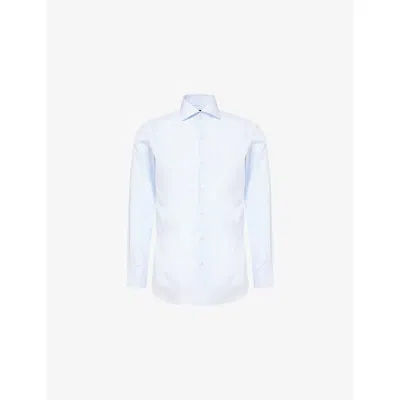Finamore 1925 Mens Blu Denim Napoli Regular-fit Cotton Shirt In Animal Print