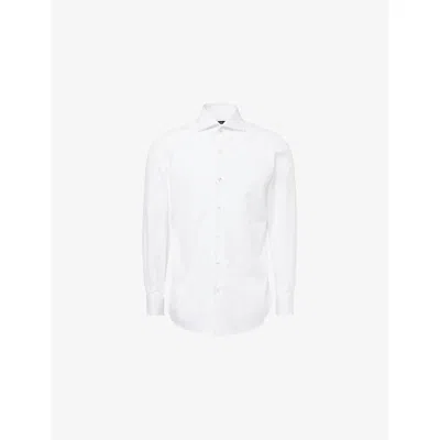 Finamore 1925 Mens White Popeline Napoli Regular-fit Cotton Shirt In Animal Print