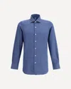 Finamore 1925 Finamore Structured Blue Cotton Shirt With Classic Collar In Blue