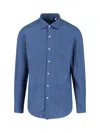 Finamore 1925 Finamore Structured Blue Cotton Shirt With Classic Collar In Blue