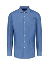 Finamore 1925 Finamore Structured Blue Cotton Shirt With Classic Collar