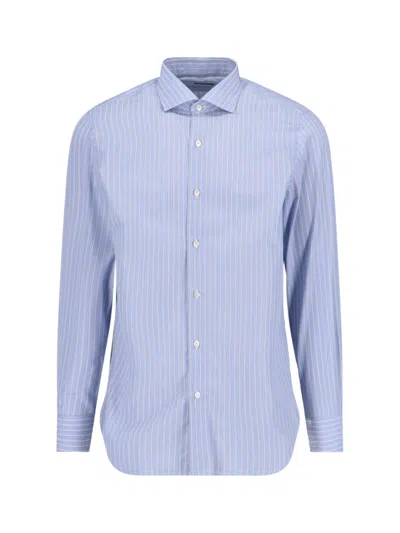 Finamore 1925 'milano' Striped Shirt In Blue
