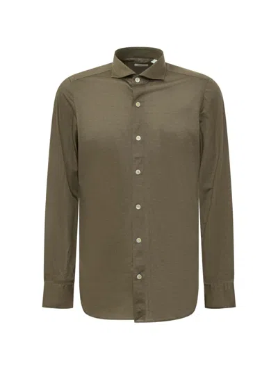 Finamore 1925 Napoli Achille Buttoned Shirt In Green