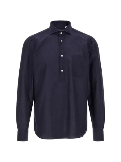 Finamore 1925 Napoli Breast Pocket Shirt In Blue