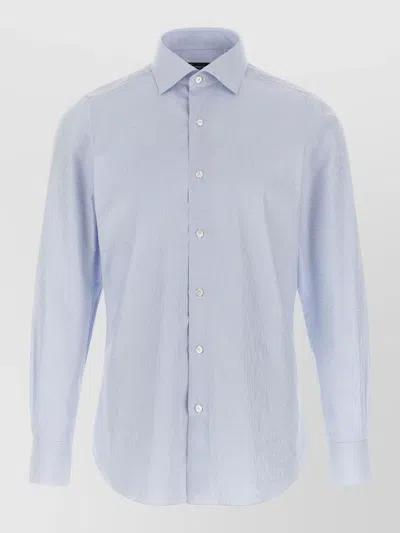 Finamore 1925 Napoli Button Down Collar Gingham Shirt In Blue