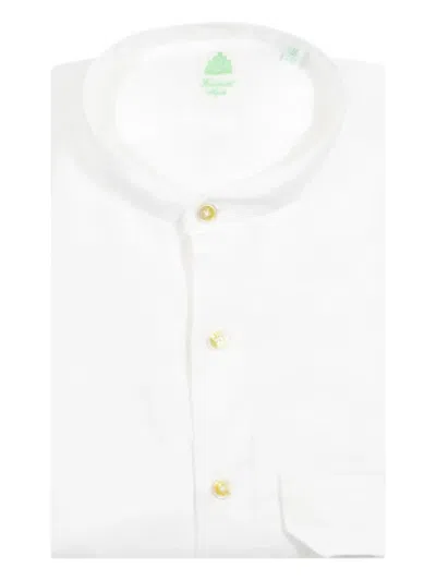 Finamore 1925 Napoli Buttoned Collarless Shirt In White