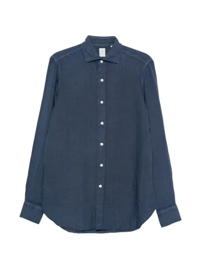 Finamore 1925 Napoli Button-up Long-sleeve Shirt In Blue