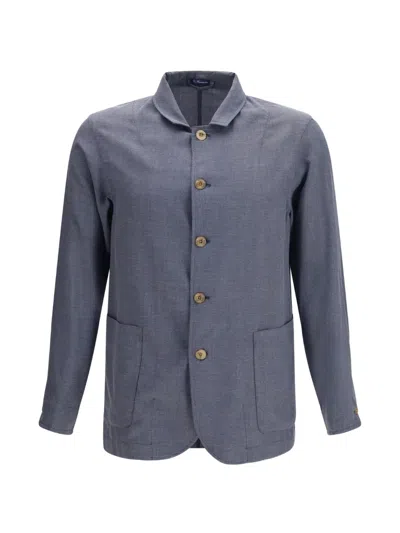 Finamore 1925 Napoli Button-up Patch-pocket Jacket In Gray