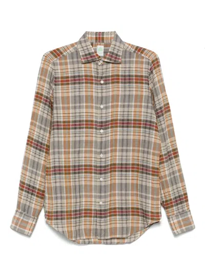 Finamore 1925 Napoli Check-pattern Shirt In Neutrals