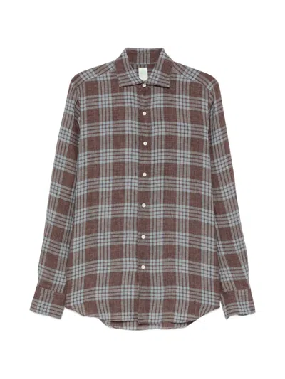 Finamore 1925 Napoli Checked Long-sleeve Shirt In Brown