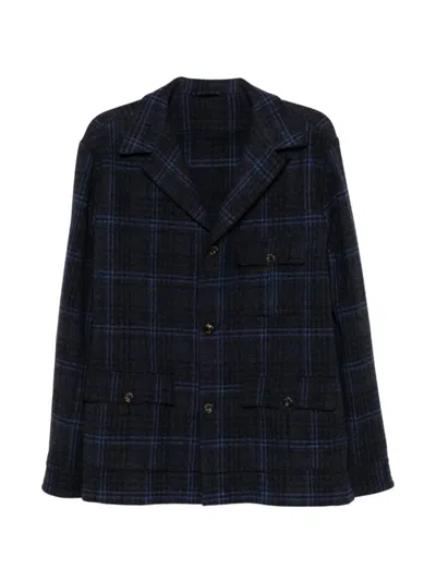 Finamore 1925 Napoli Checked Wool Blazer In Black