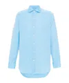 Finamore 1925 Napoli Cotton And Linen Blend Shirt In Blue