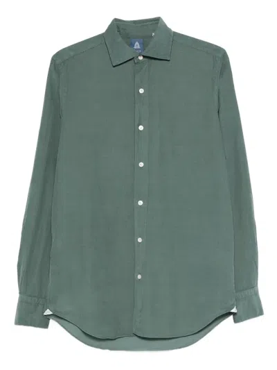 Finamore 1925 Napoli Corduroy Buttoned Shirt In Green