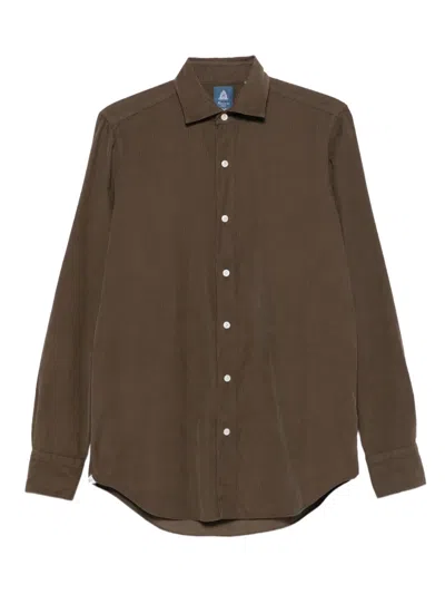 Finamore 1925 Napoli Corduroy Long-sleeve Shirt In Brown