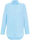 Finamore 1925 Napoli Cotton And Linen Blend Shirt In Blue
