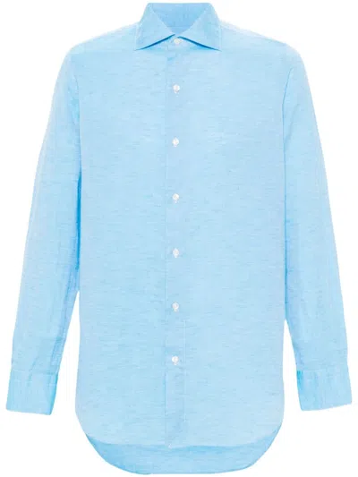 Finamore 1925 Napoli Long-sleeves Shirt In Blue