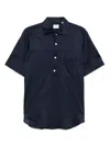 Finamore 1925 Napoli Cotton Short-sleeved Shirt In Blue