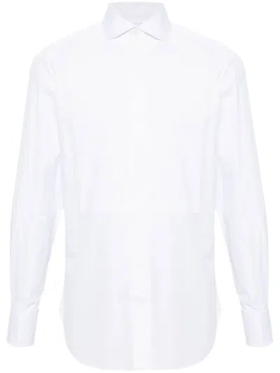 Finamore 1925 Napoli Cotton Tuxedo Shirt In White