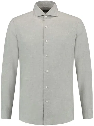 Finamore 1925 Napoli Cutaway-collar Shirt In Gray