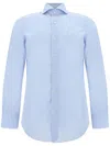 Finamore 1925 Napoli Long-sleeve Cotton Shirt In Blue
