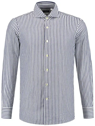 Finamore 1925 Napoli Eduardo Striped Cotton Shirt In Blue