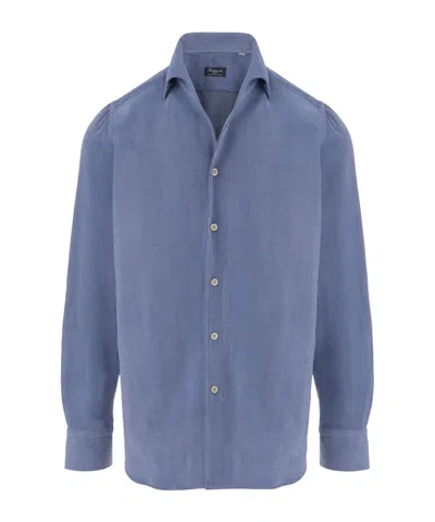 Finamore 1925 Napoli Finamore 1925 Ribbed Cotton Shirt In Blue