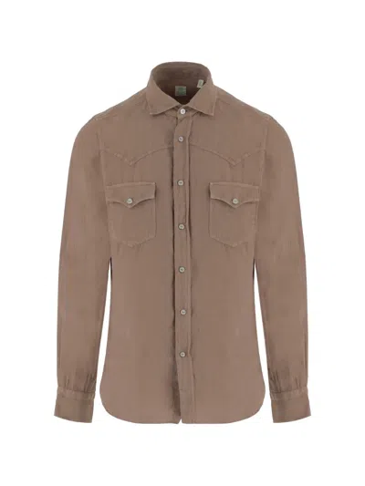 Finamore 1925 Napoli Flap-pocket Shirt In Brown