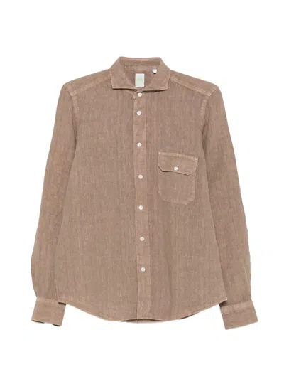 Finamore 1925 Napoli Flap-pocket Shirt In Brown