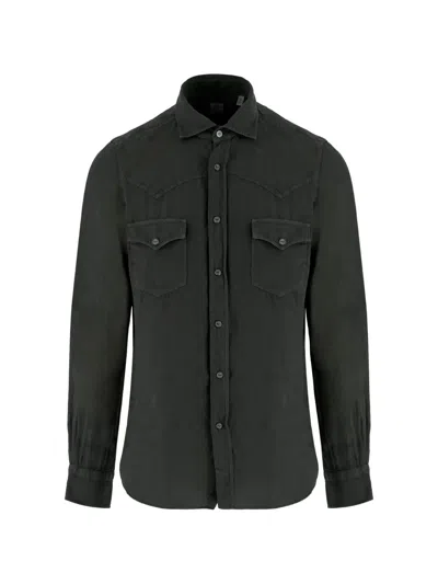 Finamore 1925 Napoli Flap-pocket Shirt In Gray